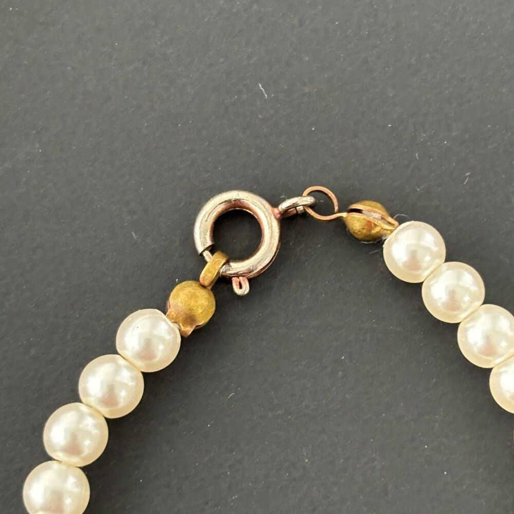 Vintage Faux Pearl Necklace Bracelet Small Ladies Child 1950s Special Occasion - Picture 2 of 4
